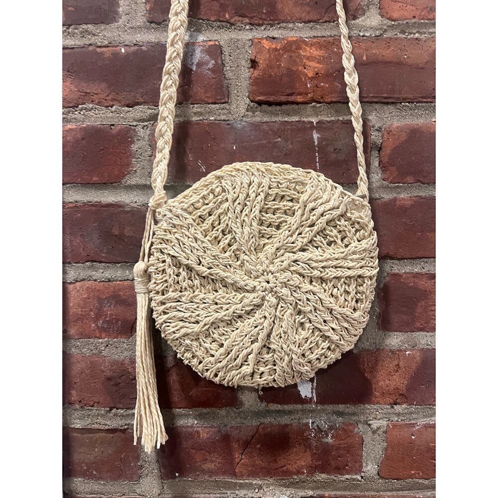 Boho Cottagecore Woven Straw Summer Beach Purse with Tassel Coastal Grandma - Picture 3 of 5